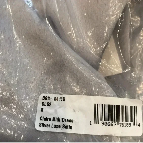 SHOW ME YOUR MUMU CLAIRE MIDI DRESS IN SILVER  LUXE SATIN SMALL NWT - Picture 2 of 5